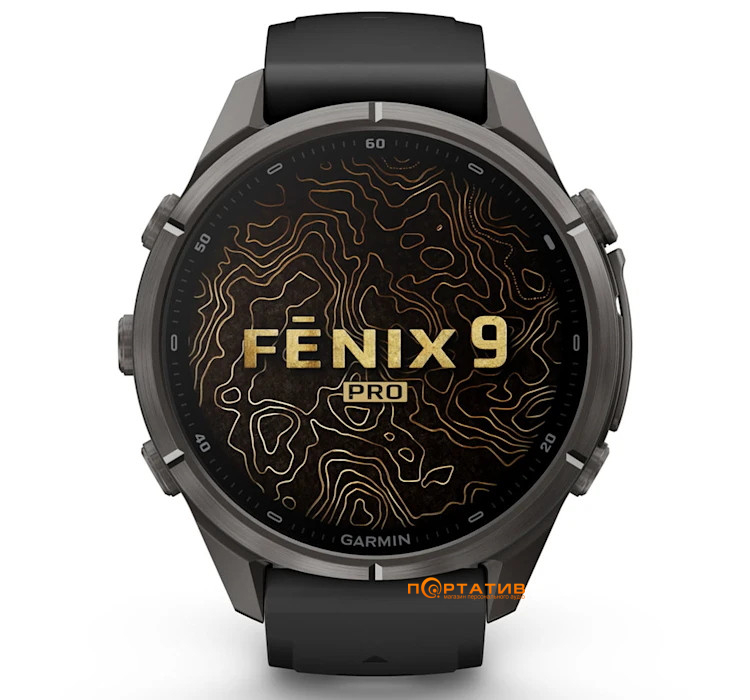 Смарт-годинник Garmin Fenix 9 Pro – inReach, 43mm, Carbon Gray DLC Titanium with Black/Pebble Grey Silicone Band (010-04335-11)