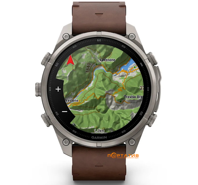 Смарт-годинник Garmin Fenix 9 Pro – inReach, 47mm, Titanium with Walnut Leather Band (010-04336-41)