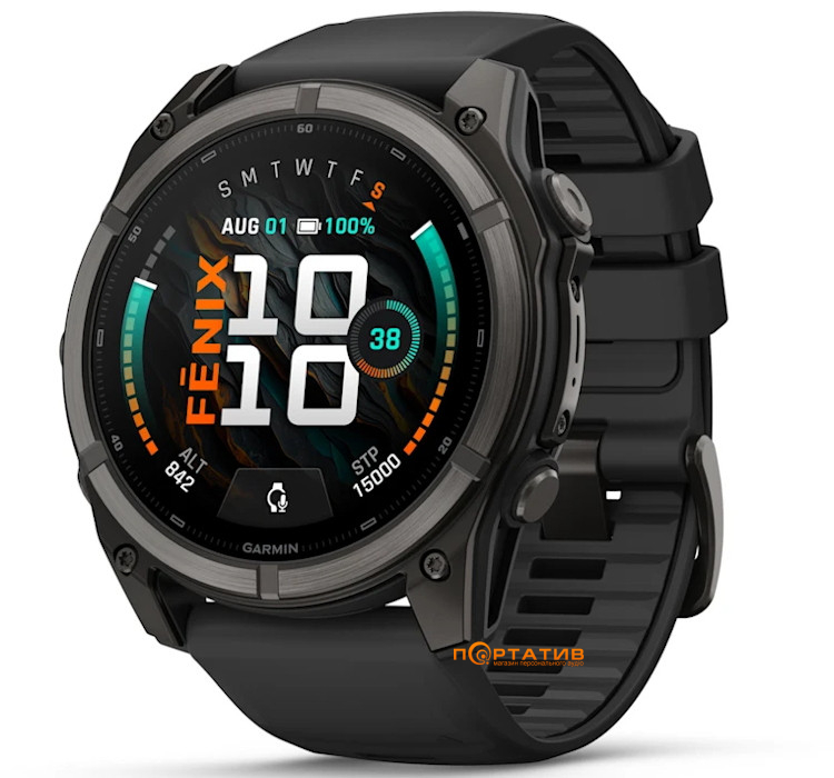 Смарт-годинник Garmin Fenix 9 – 51mm, Carbon Grey DLC Titanium with Black Silicone Band (010-04763-11)