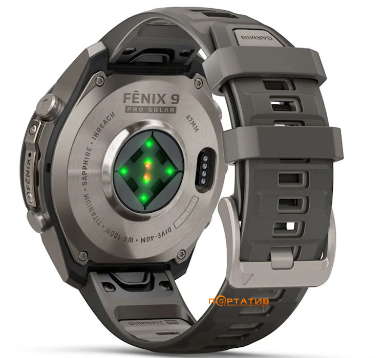 Смарт-годинник Garmin Fenix 9 Pro – inReach, Solar, 47mm, Titanium with Pebble Grey Silicone Band (010-04338-01)