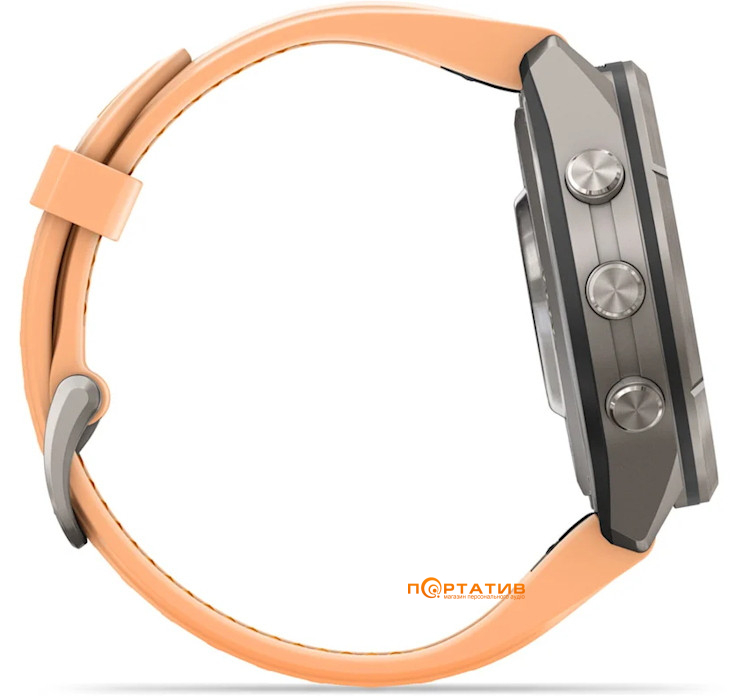Смарт-годинник Garmin Fenix 9 Pro – inReach, 43mm, Titanium with Shell Pink/Autumn Orange Silicone Band (010-04335-01)