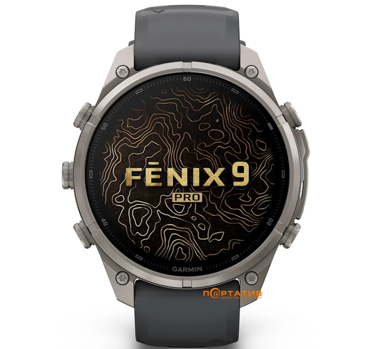 Смарт-годинник Garmin Fenix 9 Pro – inReach, 47mm, Titanium with Graphite/Black Silicone Band (010-04336-21)