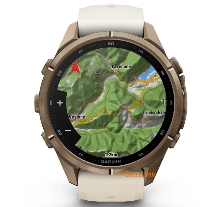Смарт-годинник Garmin Fenix 9 Pro – inReach, 43mm, Autumn Gold Titanium with Cream/French Grey Silicone Band (010-04335-21)