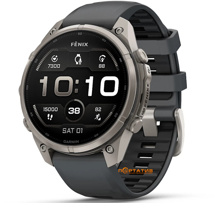 Смарт-годинник Garmin Fenix 9 Pro – 47mm, Titanium with Graphite/Black Silicone Band (010-04336-26)