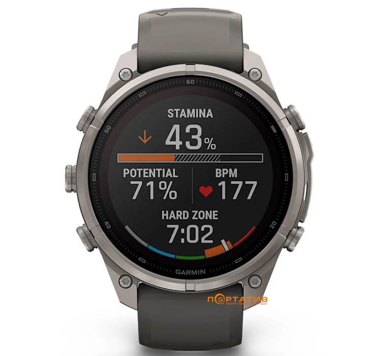 Смарт-годинник Garmin Fenix 9 Pro – inReach, Solar, 47mm, Titanium with Pebble Grey Silicone Band (010-04338-01)