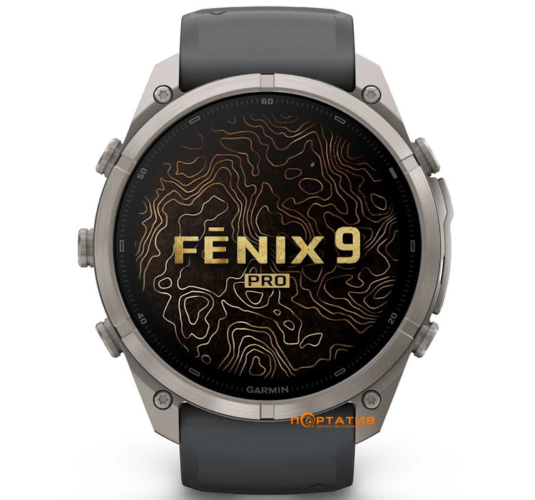 Смарт-годинник Garmin Fenix 9 Pro – 51mm, Titanium with Graphite/Black Silicone Band (010-04337-26)