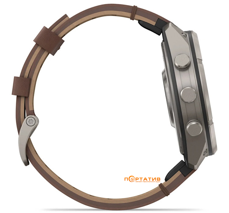 Смарт-годинник Garmin Fenix 9 Pro – inReach, 47mm, Titanium with Walnut Leather Band (010-04336-41)
