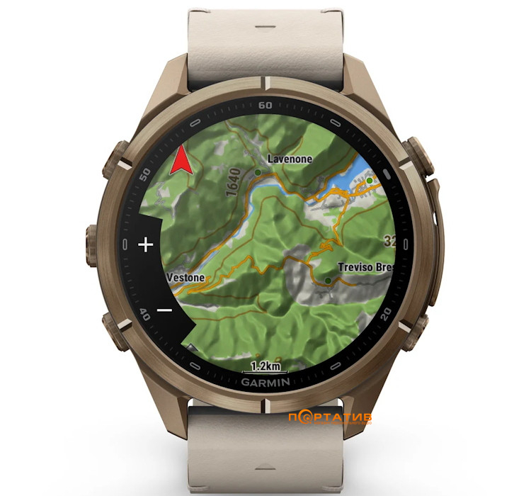 Смарт-годинник Garmin Fenix 9 Pro – inReach, 43mm, Autumn Gold Titanium with Bone Leather Band (010-04335-41)