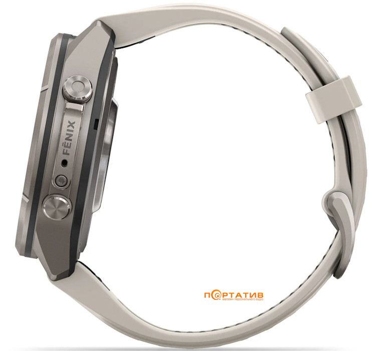 Смарт-годинник Garmin Fenix 9 Pro – inReach, 43mm, Titanium with Fog Grey/Dark Sandstone Silicone Band (010-04335-81)