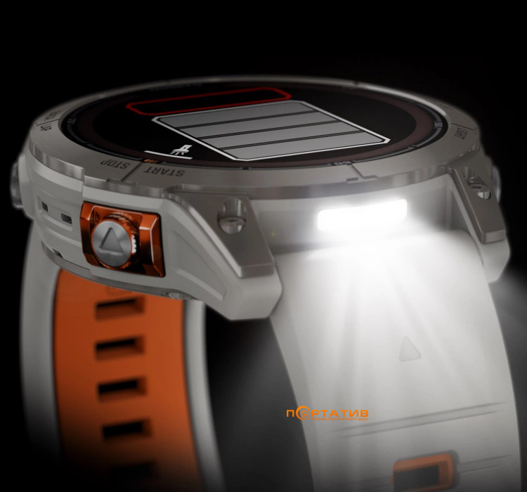 Garmin Fenix 7 Pro Sapphire Solar Edition, Titanium with Fog Gray/Ember Orange Band (010-02777-21)