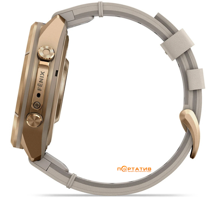 Смарт-годинник Garmin Fenix 9 Pro – inReach, 43mm, Autumn Gold Titanium with Bone Leather Band (010-04335-41)