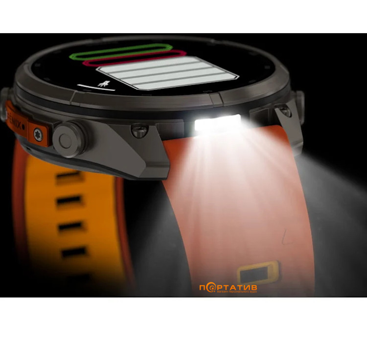 Смарт-годинник Garmin Fenix 9 Pro – inReach, 47mm, Titanium with Autumn Orange/Spark Orange Silicone Band (010-04336-01)