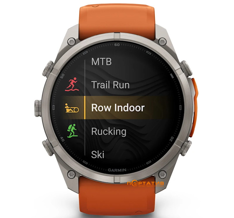 Cмарт-годинник Garmin Fenix 9 Pro – inReach, 51mm, Titanium with Autumn Orange/Spark Orange Silicone Band (010-04337-01)