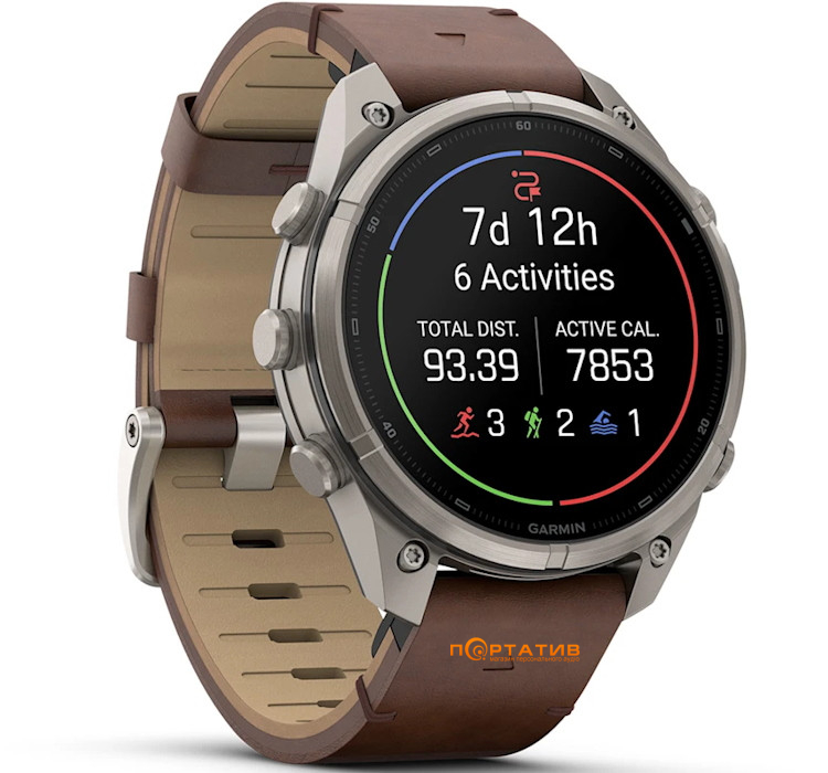 Смарт-годинник Garmin Fenix 9 Pro – inReach, 47mm, Titanium with Walnut Leather Band (010-04336-41)