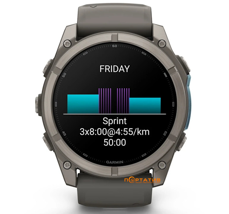 Смарт-годинник Garmin Fenix 9 – 51mm, Titanium with Pebble Grey Silicone Band (010-04763-01)