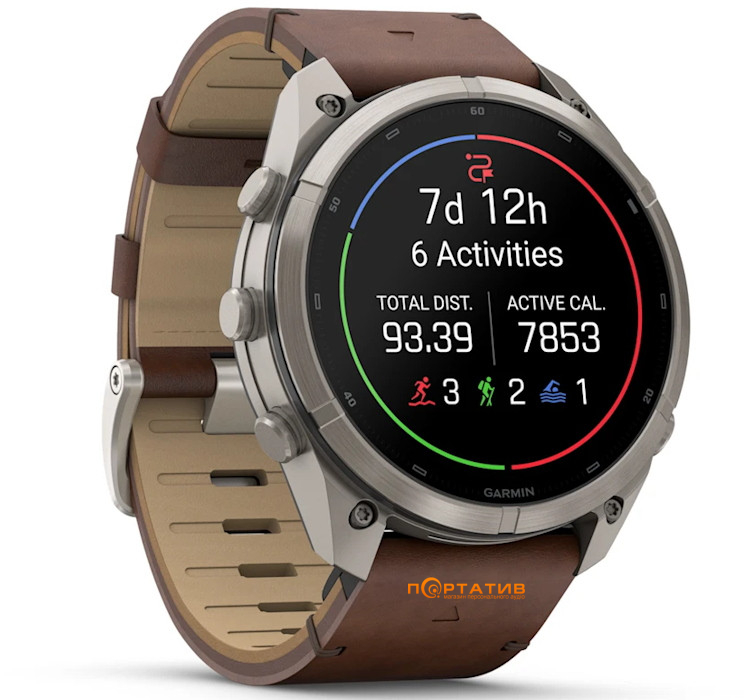 Смарт-годинник Garmin Fenix 9 Pro – inReach, 51mm, Titanium with Walnut Leather Band (010-04337-41)
