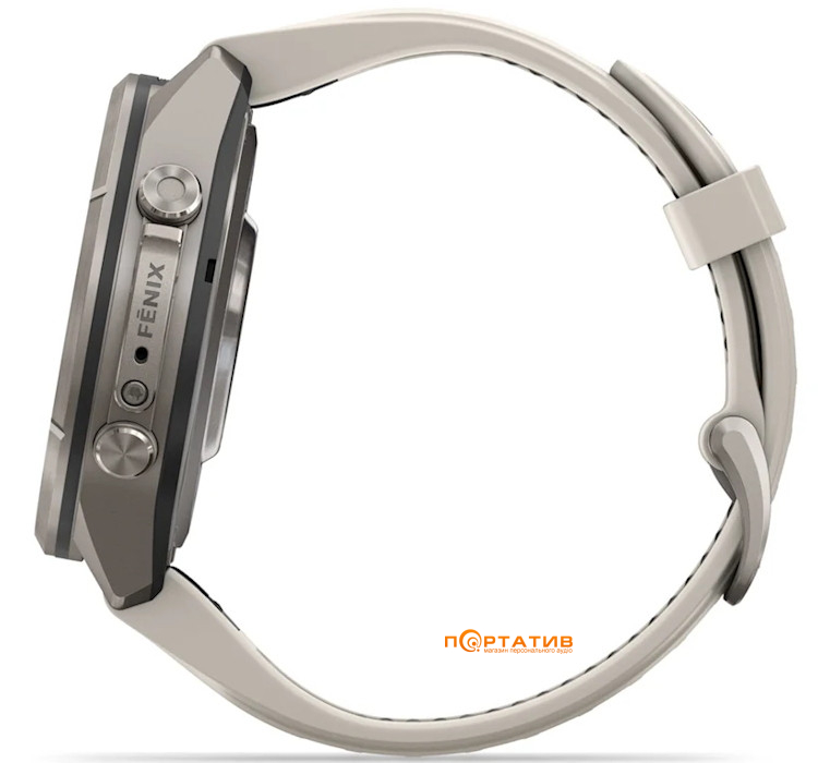 Смарт-годинник Garmin Fenix 9 Pro – 43mm, Titanium with Fog Grey/Dark Sandstone Silicone Band (010-04335-86)
