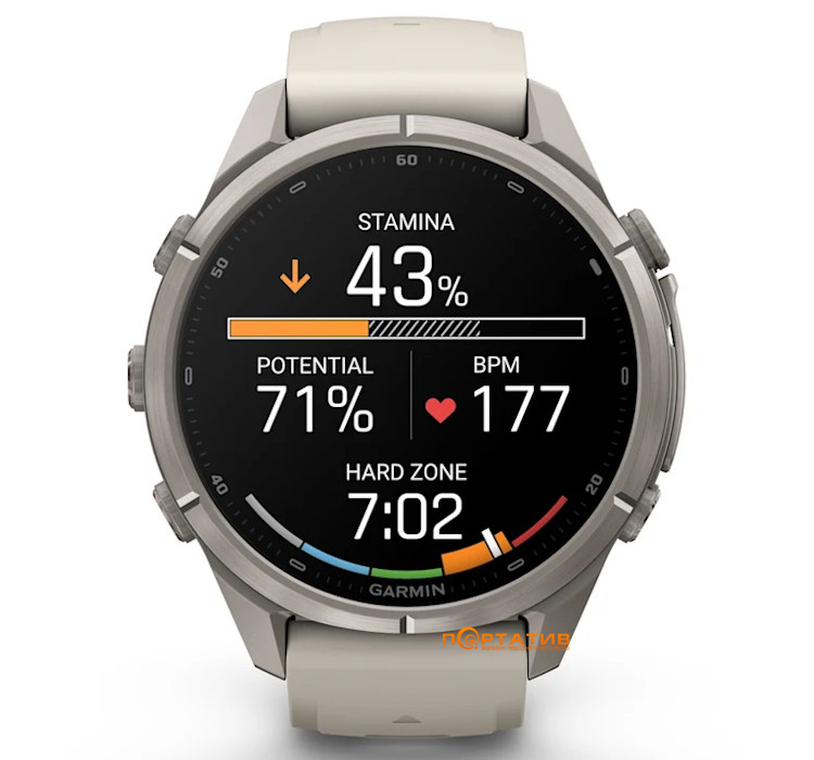Смарт-годинник Garmin Fenix 9 Pro – 43mm, Titanium with Fog Grey/Dark Sandstone Silicone Band (010-04335-86)