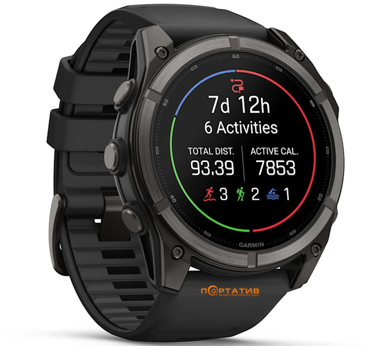 Смарт-годинник Garmin Fenix 9 – 51mm, Carbon Grey DLC Titanium with Black Silicone Band (010-04763-11)