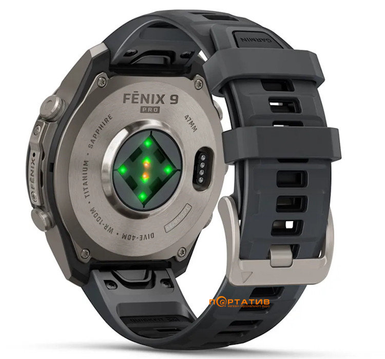 Смарт-годинник Garmin Fenix 9 Pro – inReach, 47mm, Titanium with Graphite/Black Silicone Band (010-04336-21)