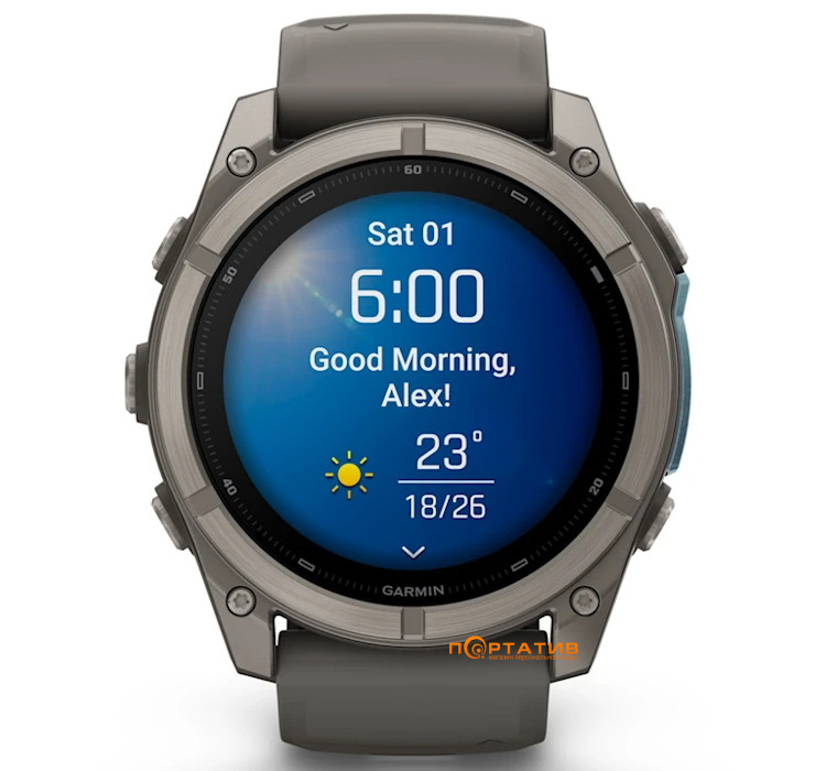 Смарт-годинник Garmin Fenix 9 – 51mm, Titanium with Pebble Grey Silicone Band (010-04763-01)