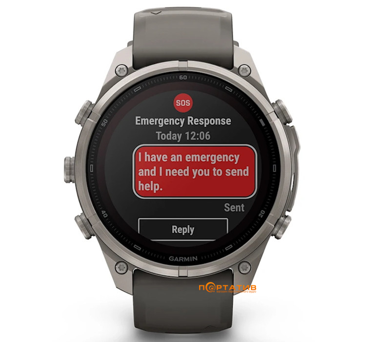 Смарт-годинник Garmin Fenix 9 Pro – inReach, Solar, 47mm, Titanium with Pebble Grey Silicone Band (010-04338-01)