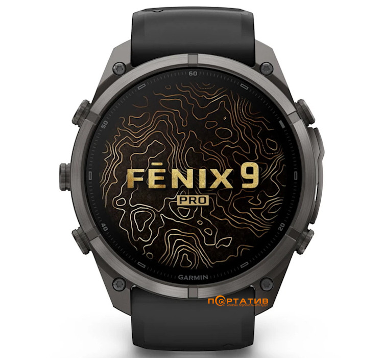 Смарт-годинник Garmin Fenix 9 Pro – inReach, 51mm, Carbon Gray DLC Titanium with Black/Pebble Grey Silicone Band (010-04337-11)