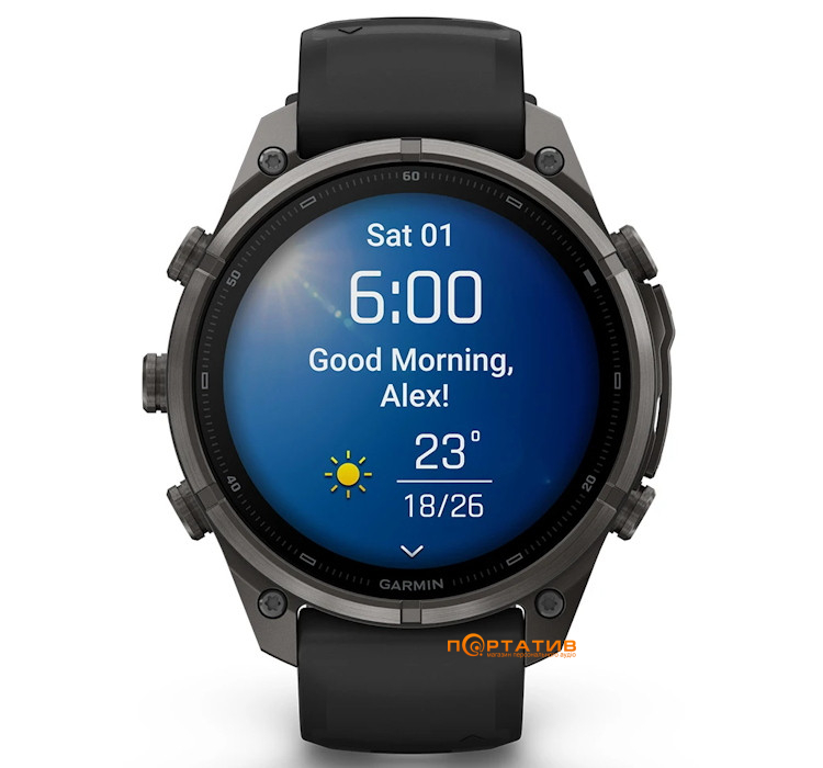 Смарт-годинник Garmin Fenix 9 Pro – 47mm, Carbon Gray DLC Titanium with Black/Pebble Grey Silicone Band (010-04336-16)