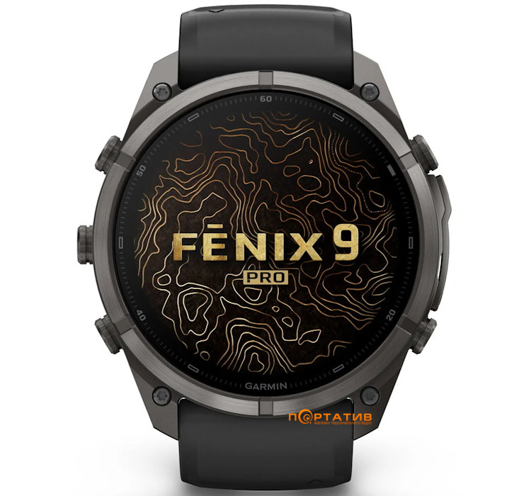 Смарт-годинник Garmin Fenix 9 Pro – 51mm, Carbon Gray DLC Titanium with Black/Pebble Grey Silicone Band (010-04337-16)