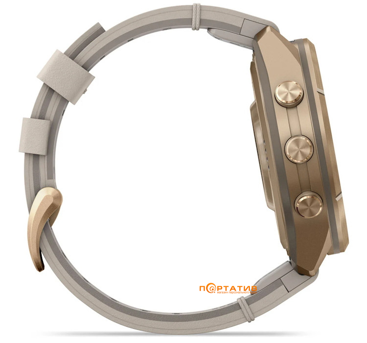 Смарт-годинник Garmin Fenix 9 Pro – inReach, 43mm, Autumn Gold Titanium with Bone Leather Band (010-04335-41)