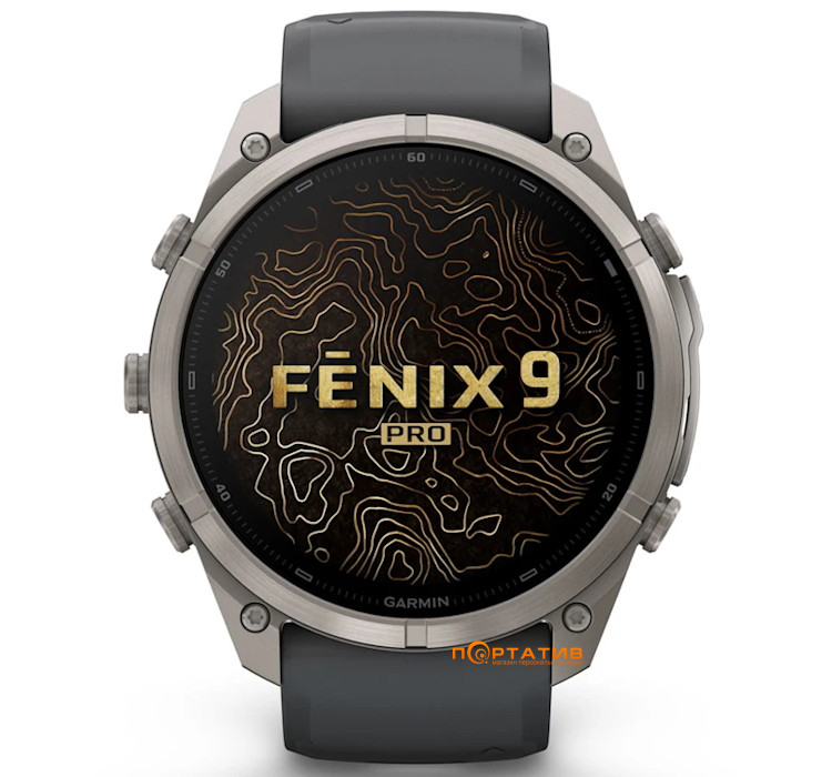 Смарт-годинник Garmin Fenix 9 Pro – inReach, 51mm, Titanium with Graphite/Black Silicone Band (010-04337-21)