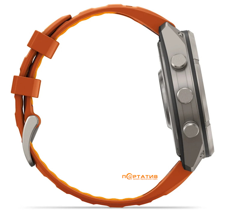 Смарт-годинник Garmin Fenix 9 Pro – inReach, 47mm, Titanium with Autumn Orange/Spark Orange Silicone Band (010-04336-01)