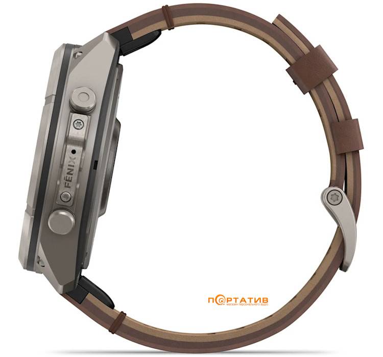 Смарт-годинник Garmin Fenix 9 Pro – inReach, 51mm, Titanium with Walnut Leather Band (010-04337-41)