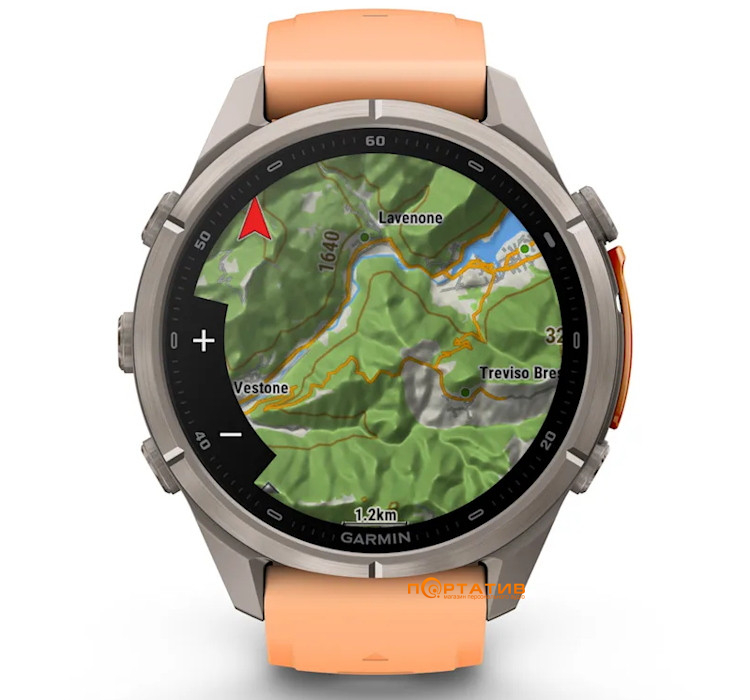 Смарт-годинник Garmin Fenix 9 Pro – inReach, 43mm, Titanium with Shell Pink/Autumn Orange Silicone Band (010-04335-01)