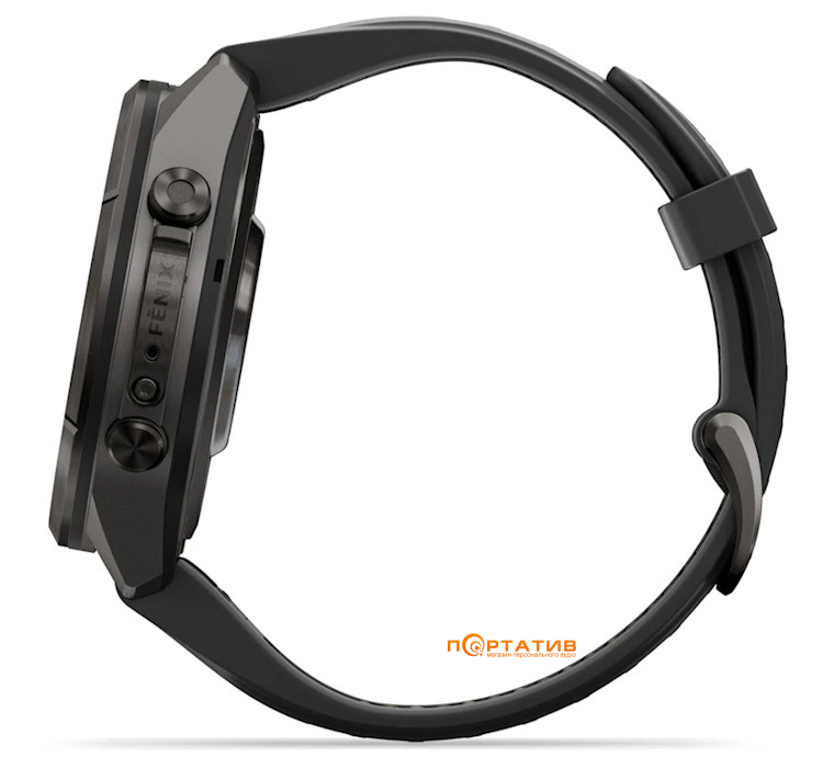 Смарт-годинник Garmin Fenix 9 Pro – inReach, 43mm, Carbon Gray DLC Titanium with Black/Pebble Grey Silicone Band (010-04335-11)