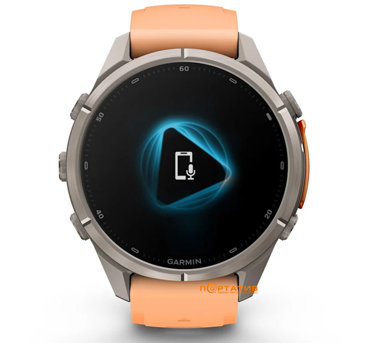 Смарт-годинник Garmin Fenix 9 Pro – inReach, 43mm, Titanium with Shell Pink/Autumn Orange Silicone Band (010-04335-01)