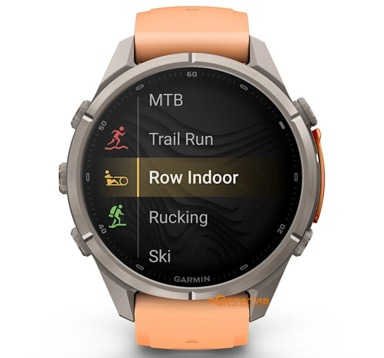 Смарт-годинник Garmin Fenix 9 Pro – inReach, 43mm, Titanium with Shell Pink/Autumn Orange Silicone Band (010-04335-01)