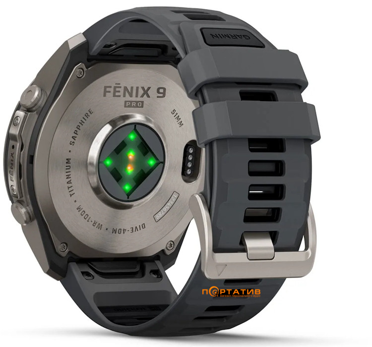 Смарт-годинник Garmin Fenix 9 Pro – 51mm, Titanium with Graphite/Black Silicone Band (010-04337-26)