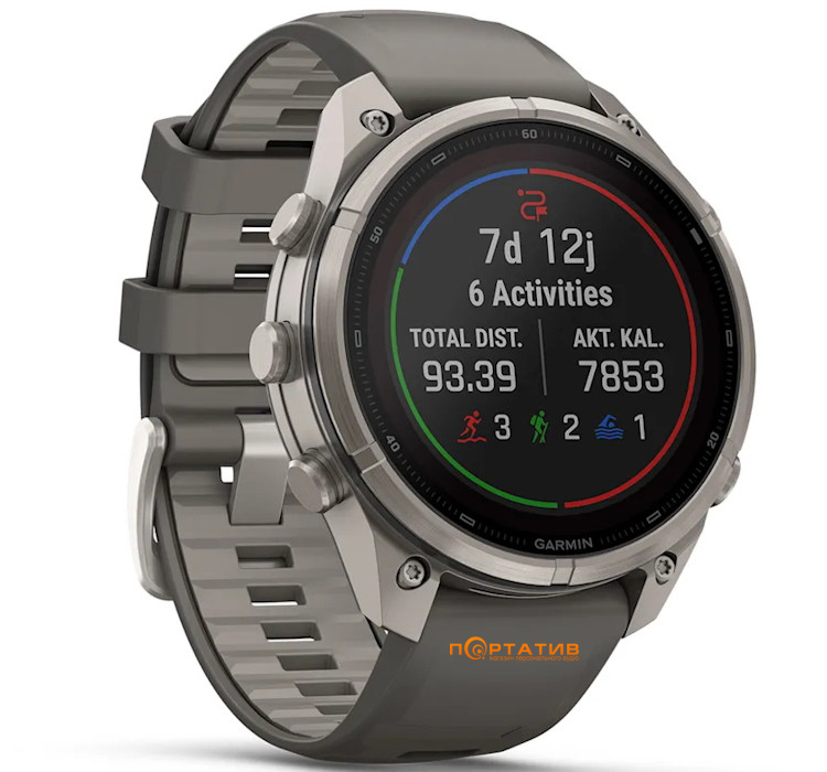 Смарт-годинник Garmin Fenix 9 Pro – inReach, Solar, 47mm, Titanium with Pebble Grey Silicone Band (010-04338-01)