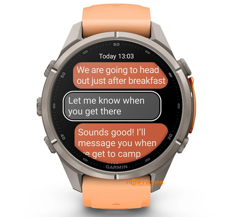 Смарт-годинник Garmin Fenix 9 Pro – inReach, 43mm, Titanium with Shell Pink/Autumn Orange Silicone Band (010-04335-01)