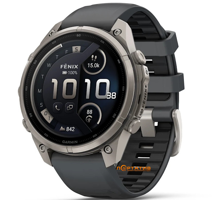 Смарт-годинник Garmin Fenix 9 Pro – inReach, 47mm, Titanium with Graphite/Black Silicone Band (010-04336-21)