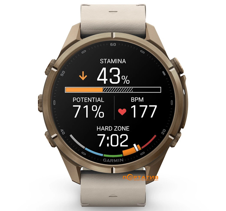 Смарт-годинник Garmin Fenix 9 Pro – inReach, 43mm, Autumn Gold Titanium with Bone Leather Band (010-04335-41)