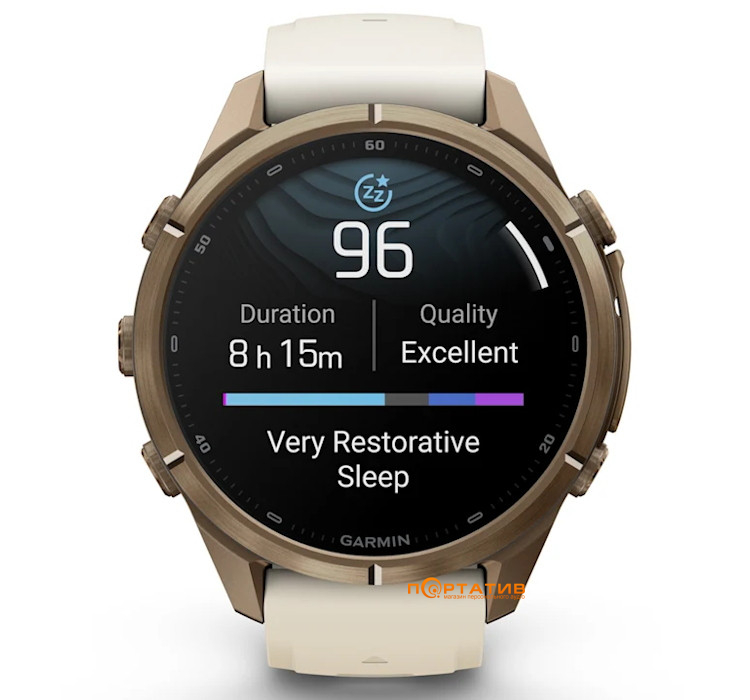 Смарт-годинник Garmin Fenix 9 Pro – 43mm, Autumn Gold Titanium with Cream/French Grey Silicone Band (010-04335-26)