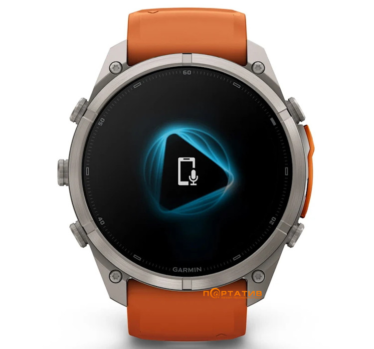 Cмарт-годинник Garmin Fenix 9 Pro – inReach, 51mm, Titanium with Autumn Orange/Spark Orange Silicone Band (010-04337-01)