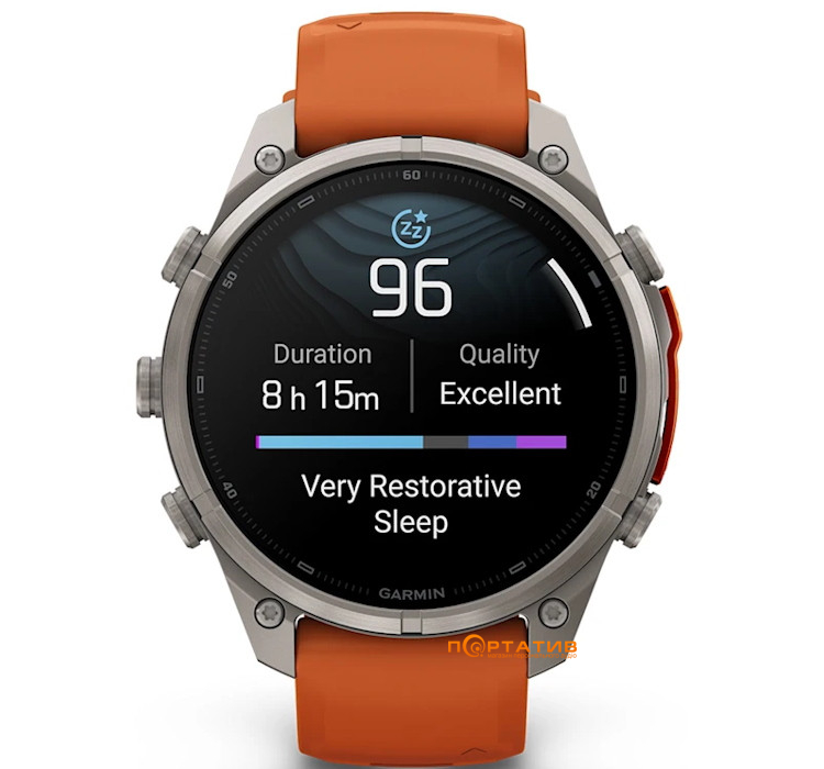 Смарт-годинник Garmin Fenix 9 Pro – inReach, 47mm, Titanium with Autumn Orange/Spark Orange Silicone Band (010-04336-01)