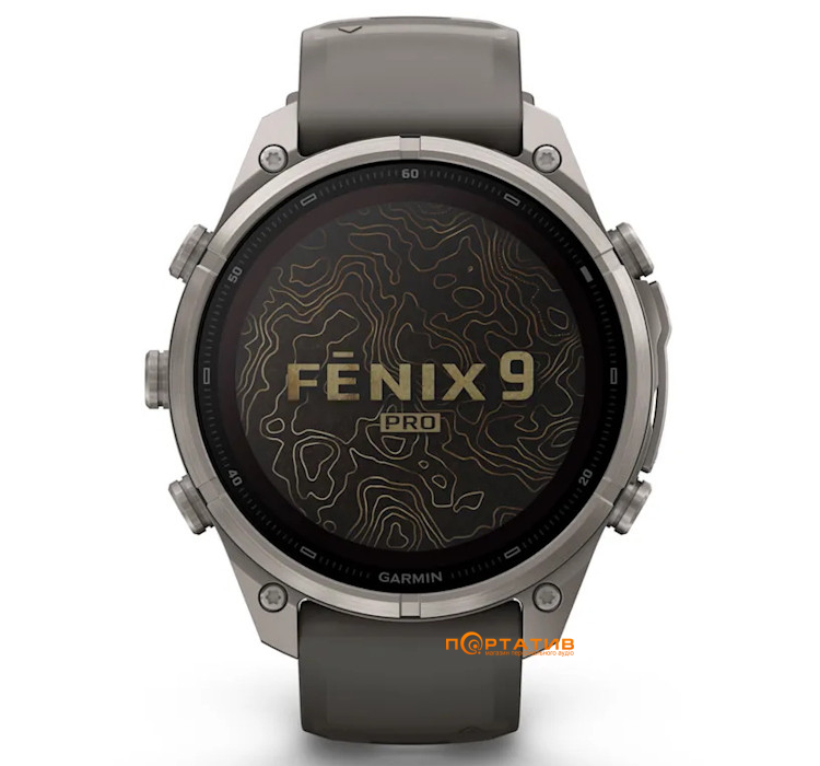 Смарт-годинник Garmin Fenix 9 Pro – inReach, Solar, 47mm, Titanium with Pebble Grey Silicone Band (010-04338-01)