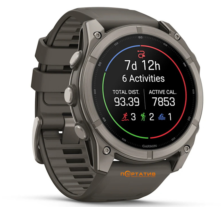 Смарт-годинник Garmin Fenix 9 – 51mm, Titanium with Pebble Grey Silicone Band (010-04763-01)