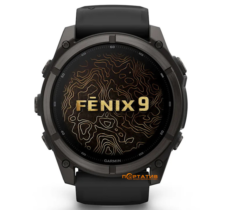 Смарт-годинник Garmin Fenix 9 – 51mm, Carbon Grey DLC Titanium with Black Silicone Band (010-04763-11)