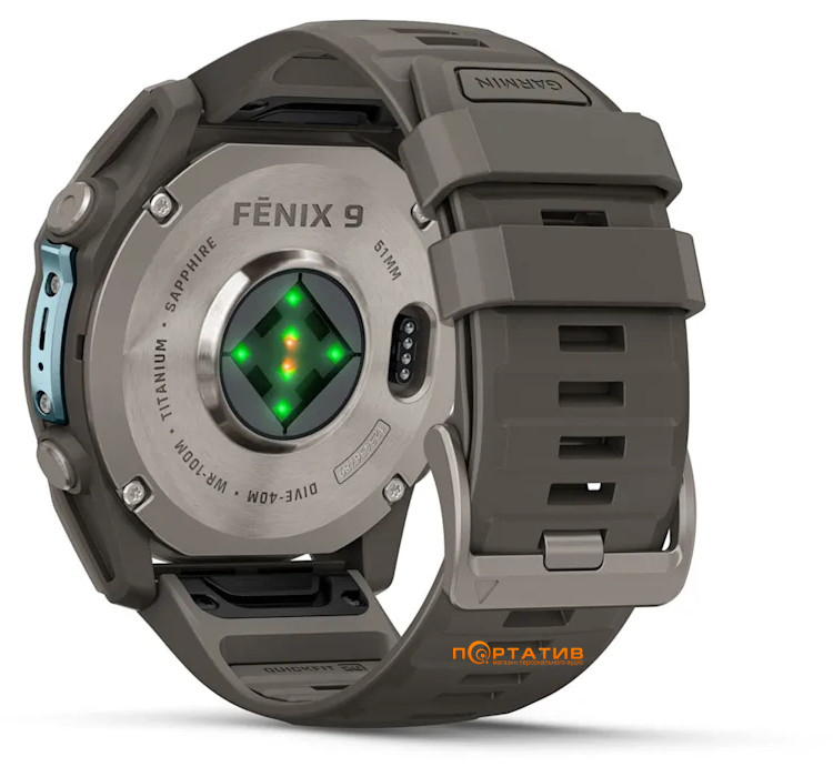 Смарт-годинник Garmin Fenix 9 – 51mm, Titanium with Pebble Grey Silicone Band (010-04763-01)