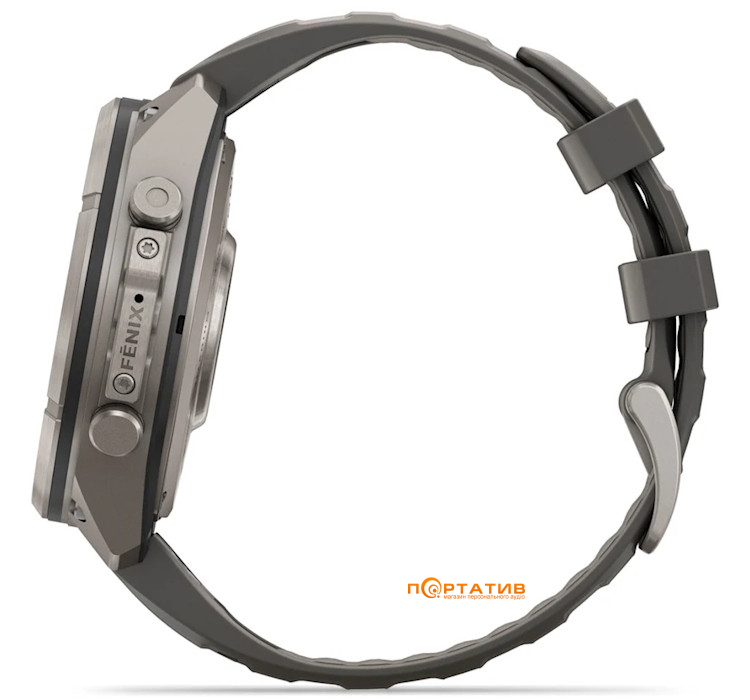 Смарт-годинник Garmin Fenix 9 Pro – inReach, Solar, 47mm, Titanium with Pebble Grey Silicone Band (010-04338-01)